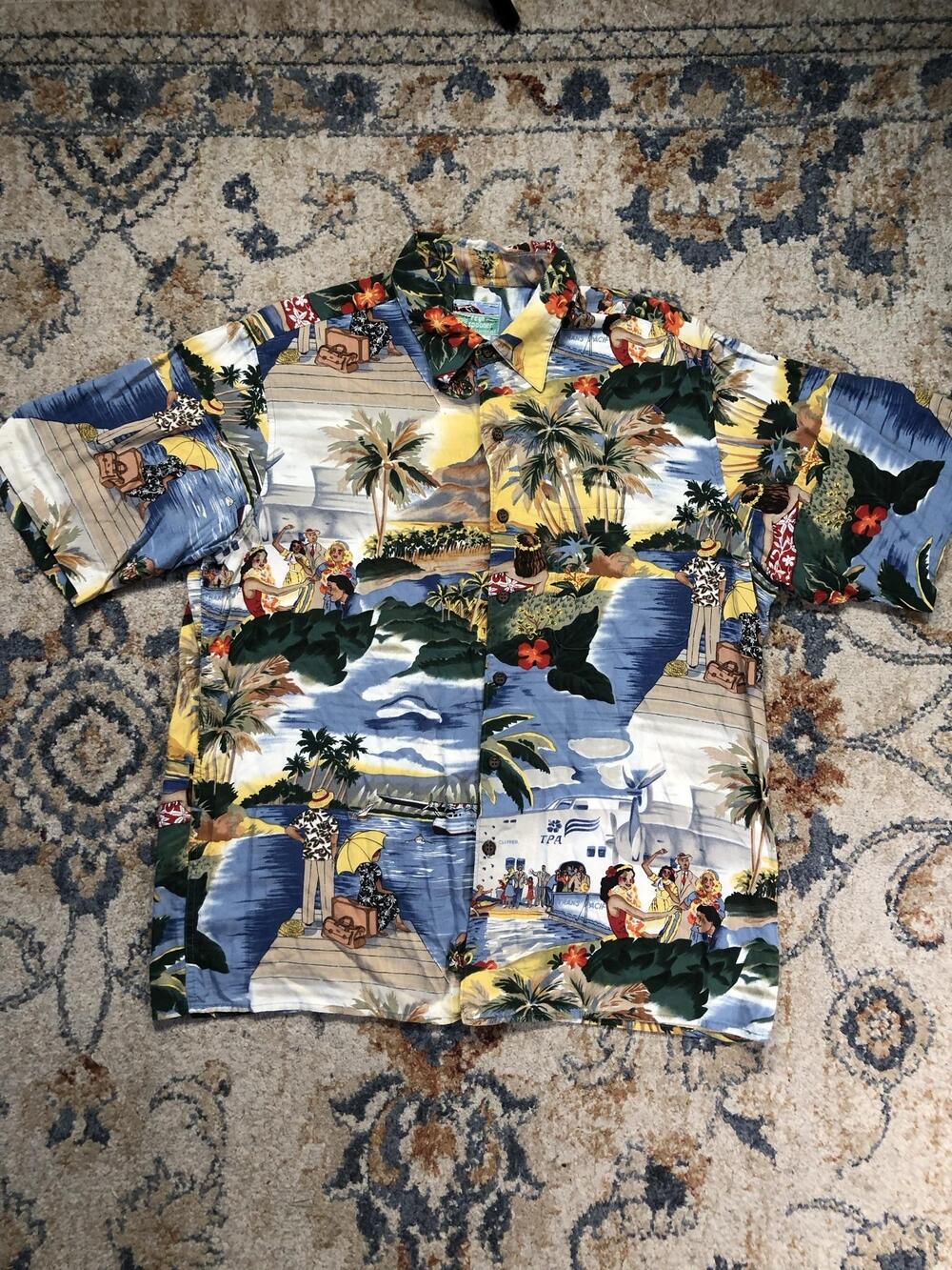 Reyn Spooner Shirt Mens L Multicolor Hawaiian Rayon Short Sleeve Button Up